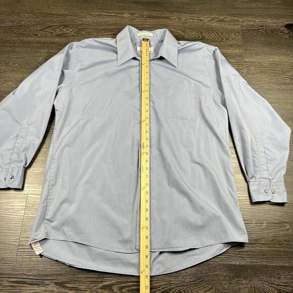 Etienne Aigner Mens Size 17 33/32 XL Button Up Shirt Iridescent Blue Long Sleeve - Picture 7 of 10